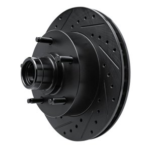 Ford F-150 Brake Rotor (1) - Front Left - R1 Concepts - Drilled & Slotted - Black - `94-`01